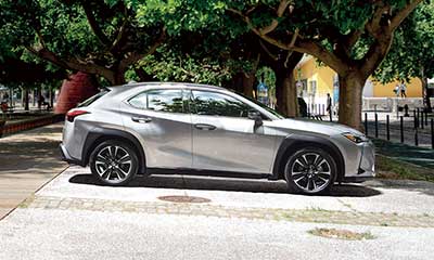 A silver Lexus UX