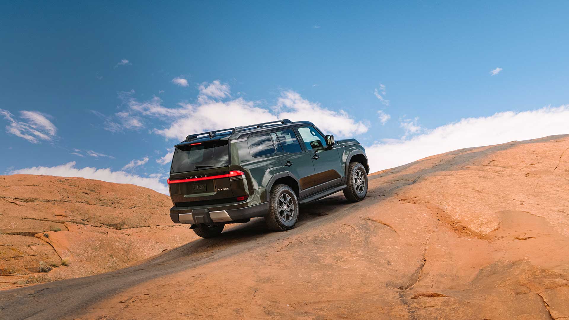 GX has a striking design, with the familiar Lexus horizontal light panel between the tail lights.